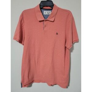 Original Penguin Munsingwear Polo Shirt Men's Large Salmon Pink Short Sleeve